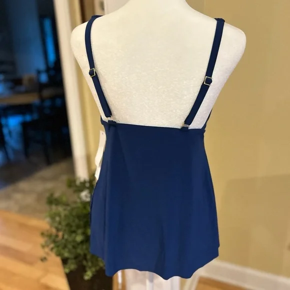 NWT Beyond Tummy Control Solid Essentials V Neck Tankini Top Swimsuit - Picture 15 of 16